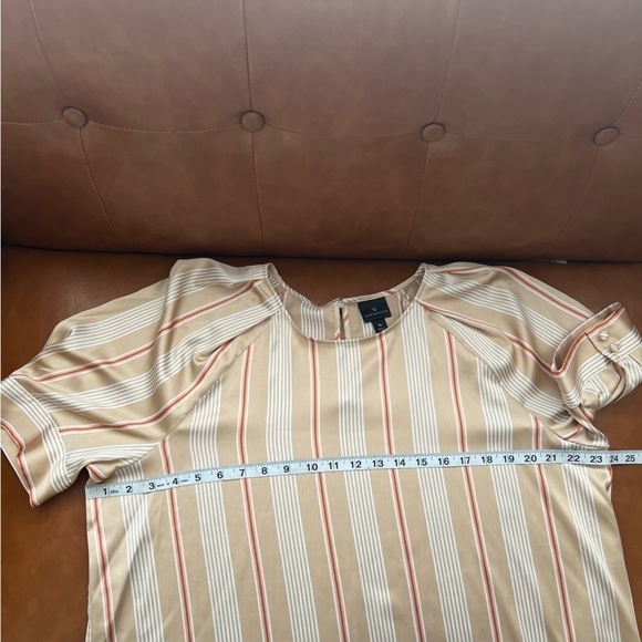 Worthington Women’s Striped Key Hole Neck Short Sleeve Blouse size XL - Picture 8 of 9